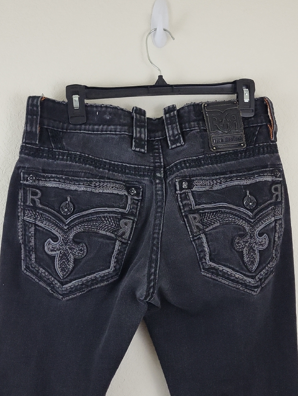 Men's Rock Revival Tate Slim Boot Stretch Jean Black Size 35x29